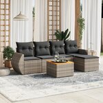 vidaXL Salon de jardin 6 Pièces avec coussins gris résine tressée