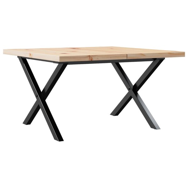 vidaXL Table basse cadre en X 60x60x40 5cm bois de pin massif et fonte