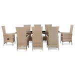 Salon de jardin meuble d'extérieur ensemble de mobilier avec coussins 9 pièces résine tressée beige 02_0018327