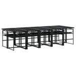 vidaXL Ensemble à manger de jardin avec coussins 11 Pièces noir textilène