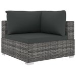 vidaXL Salon de jardin 5 Pièces avec coussins résine tressée gris