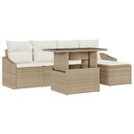 vidaXL Ensemble canapé de jardin 6 pièces avec coussins beige en poly rotin