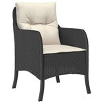 vidaXL Chaises de jardin avec coussins lot de 2 noir résine tressée