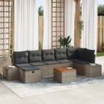 vidaXL Ensemble de Canapés de Jardin 8 Pièces avec Coussins Gris en Rattan Poly