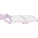 vidaXL Auvent de porte Gris 200 x 100 cm PC