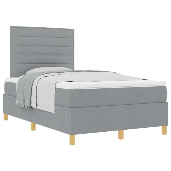 vidaXL Lit à ressorts avec matelas gris clair 120x200 cm tissu