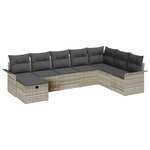 vidaXL Ensemble de canapé de jardin 8 pièces avec coussins gris clair en poly rattan
