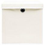 vidaXL Boîtes de rangement avec couvercles 4Pièces Blanc 32x32x32cm Tissu
