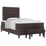vidaXL Lit à ressorts avec Matelas & Banc Marron Foncé 120x200 cm Tissu