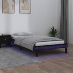 vidaXL Cadre de lit à LED sans matelas noir 90x200 cm bois massif