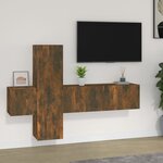 vidaXL Ensemble de meubles TV 3 Pièces Chêne fumé Bois d'ingénierie
