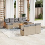 vidaXL Salon de jardin 11 Pièces avec coussins beige résine tressée