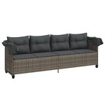 vidaXL Chaise longue avec auvent et coussins gris résine tressée