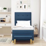 Lit Box Spring vidaXL avec Matelas et Banc Bleu 100x200 cm en Tissu
