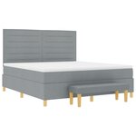 vidaXL Lit à Ressorts avec Matelas & Banc Gris Clair 180x200 cm Tissu