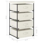 vidaXL Étagère de rangement avec 4 paniers en tissu Acier Crème