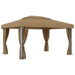 vidaXL Tonnelle avec rideau 4x3 m Taupe Aluminium