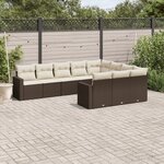 vidaXL Salon de jardin 10 Pièces avec coussins marron résine tressée