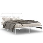 vidaXL Cadre de lit métal sans matelas et tête de lit blanc 160x200 cm