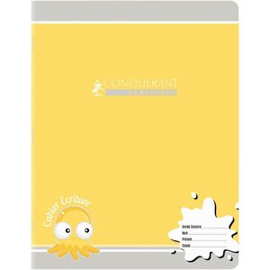 Cahier d'apprentissage piqûre 32 pages 90 g  sécail 2 5 mm  couverture carte couchée vernie  format 17 x 22 cm CONQUERANT