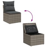 Ensemble de Canapé de Jardin 13 Pièces avec Coussins Gris Rattan Poly Acacia
