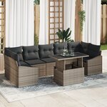 vidaXL Ensemble de canapé de jardin 8 pièces avec coussins gris en poly rattan