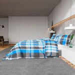 vidaXL Ensemble de housse de couette Bleu et gris 135x200 cm Coton