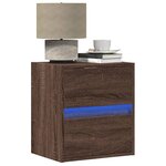 vidaXL Tables de chevet murales avec lumières LED 2 Pièces chêne marron