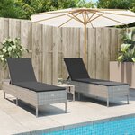 vidaXL Chaises longues avec coussins lot de 2 gris résine tressée