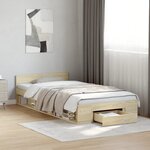 vidaXL Cadre de lit avec tiroir sans matelas chêne sonoma 90x200 cm