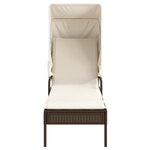 vidaXL Chaise longue avec auvent et table marron résine tressée