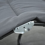 Bain de soleil pliable transat inclinable 6 positions grand confort avec matelas + accoudoirs acier polyester gris