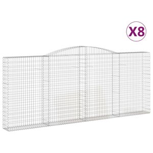 vidaXL Paniers à gabions arqués 8 Pièces 400x30x160/180 cm Fer galvanisé