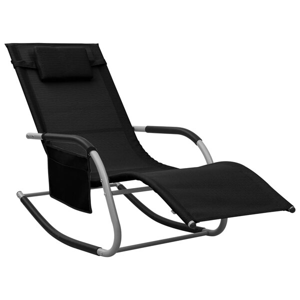 vidaXL Chaise longue textilène noir et gris