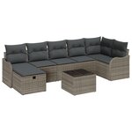 vidaXL Ensemble de canapé de jardin 8 pièces avec coussins gris en rattan synthétique