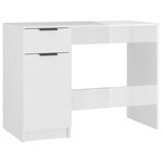 Bureau table poste de travail meuble d'ordinateur informatique étude brillant 100 x 50 x 75 cm bois d'ingénierie blanc 02_0023533