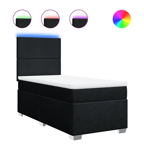 vidaXL Sommier à lattes de lit avec matelas Noir 90x190 cm Tissu