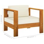 vidaXL Salon de jardin 8 Pièces avec coussins blanc crème Bois d'acacia