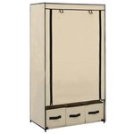 vidaXL Garde-robe Crème 87 x 49 x 159 cm Tissu
