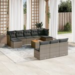 vidaXL Salon de jardin 11 Pièces avec coussins gris résine tressée