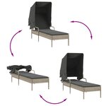 vidaXL Chaise longue avec auvent gris clair résine tressée