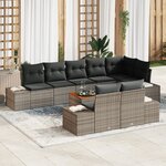vidaXL Ensemble de 9 pièces de canapés de jardin avec coussins gris en rattan poly et acacia