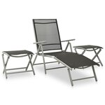 vidaXL Ensemble à manger de jardin 10 Pièces noir et argenté