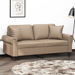 vidaXL Canapé 2 places avec oreillers cappuccino 140 cm similicuir