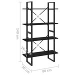 vidaXL Bibliothèque à 4 niveaux noir 80x30x140 cm bois d'ingénierie