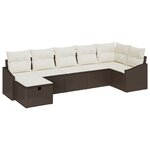 vidaXL Ensemble de Canapé de Jardin 7 pièces avec Coussins Rattan Poly Marron