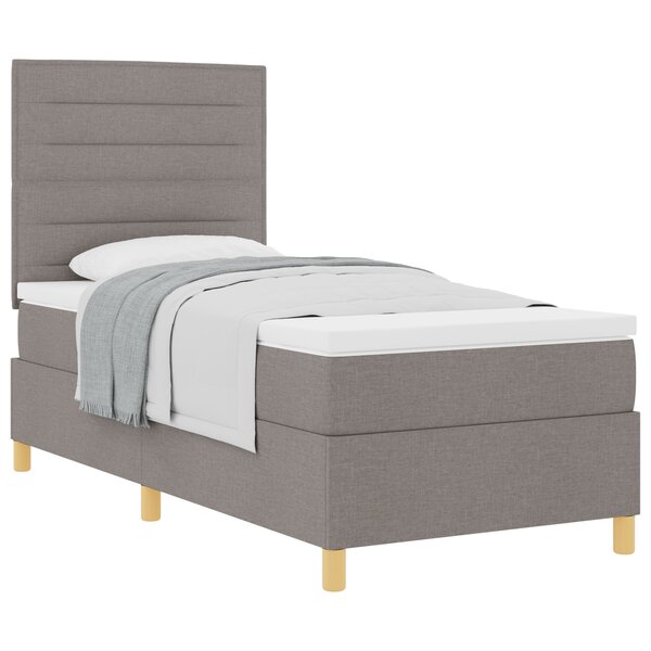 vidaXL Lit avec sommier à ressorts avec matelas taupe 100x200 cm en tissu