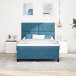 Lit à ressort vidaXL avec matelas bleu foncé 140x200 cm en velours
