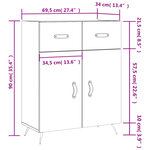 vidaXL Buffet gris béton 69 5x34x90 cm bois d'ingénierie