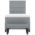 vidaXL Lit à ressorts avec matelas et banc gris clair 90x200 cm en tissu